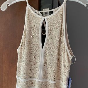 Morgan & Co Prom Dress, full length, new with tags, size 6, halter top sequined